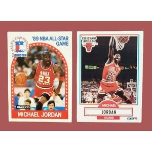 2X MICHAEL JORDAN NBA Hoops 89 AllStar Game #21 & 90-91 Fleer #26 Chicago Bulls